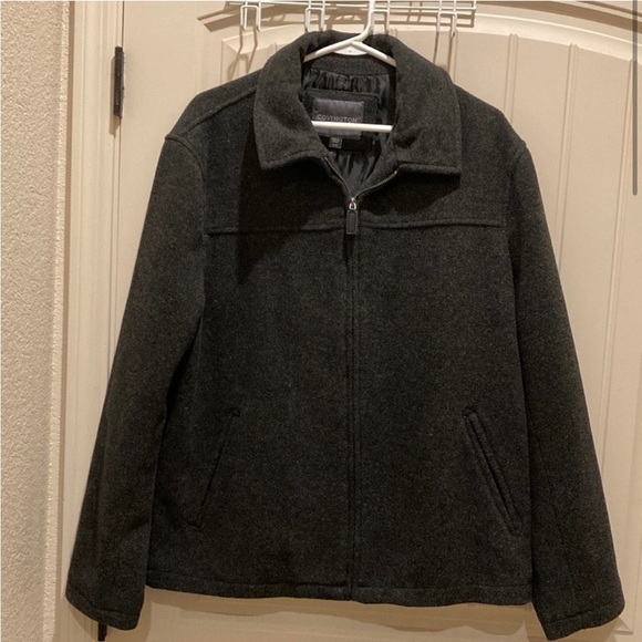 Covington Men’s Size M Wool Blend Gray Jacket Full Zip Up Lined Slash Pockets - Picture 1 of 5